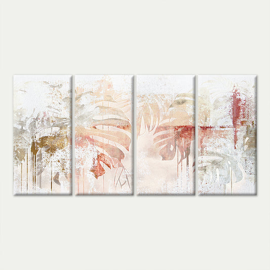 4pcs Boho Terracotta Monstera Palm Leaf Art Wall Art Canvas Framed 45x80cm - High Quality Print 100% Australian Made Wall Canvas Ready to Hang