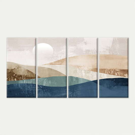 4pcs Boho Navy Blue Terracotta Beige Abstract Wall Art Canvas Framed 45x80cm - High Quality Print 100% Australian Made Wall Canvas Ready to Hang