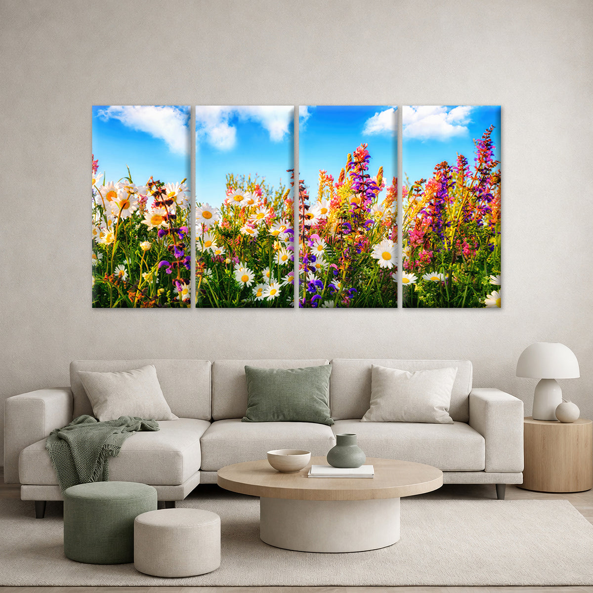4pcs Colorful Daisy Flower Blossoms Summer Meadow Wall Art Canvas Framed 45x80cm - High Quality Print 100% Australian Made Wall Canvas Ready to Hang