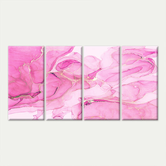 4pcs Pink Alcohol Abstract Fluid Marble Gold Vein Wall Art Canvas Framed 45x80cm - High Quality Print 100% Australian Made Wall Canvas Ready to Hang