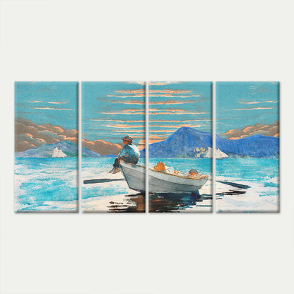4pcs Winslow Homer Boys In A Dory Watercolor Wall Art Canvas Framed 45x80cm - High Quality Print 100% Australian Made Wall Canvas Ready to Hang