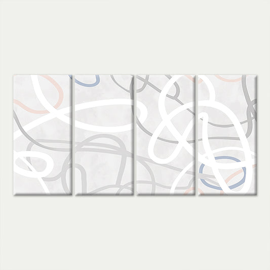 4pcs Minimalist Abstract Line Art Grey Pastel Wall Art Canvas Framed 45x80cm - High Quality Print 100% Australian Made Wall Canvas Ready to Hang