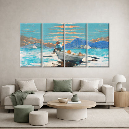 4pcs Winslow Homer Boys In A Dory Watercolor Wall Art Canvas Framed 45x80cm - High Quality Print 100% Australian Made Wall Canvas Ready to Hang