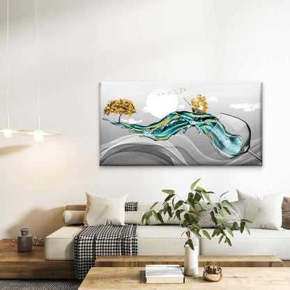 Sailing Ship Journey with Wine Wall Art Canvas Office Home Room Framed 120x60cm