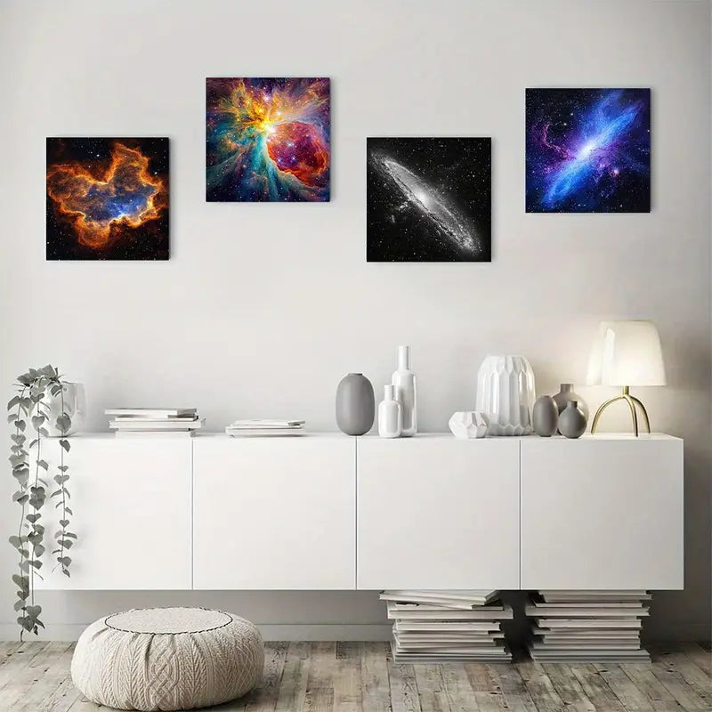 4pcs  Abstract Space & Nebulae Universe AS  Wall Art Canvas Framed