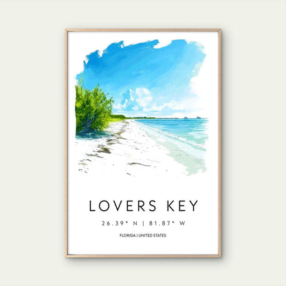 Scenic Beach View At Lovers Key Travel Poster Print Wall Art