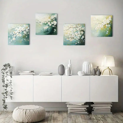 4pcs  Vintage Abstract Blossom Branch  hj    Wall Art Canvas Framed