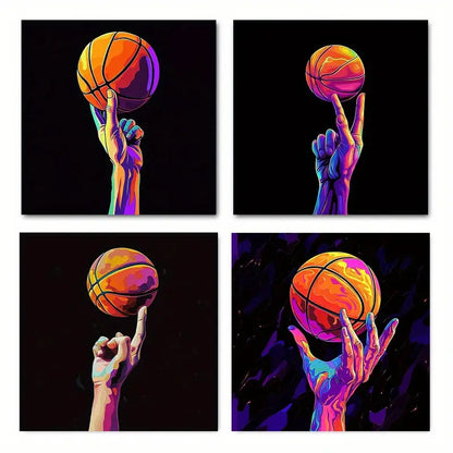 4pcs  Basketball Enthusiast Themed BE Wall Art WD  Wall Art Canvas Framed