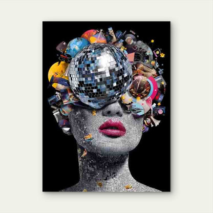 Surreal Discohead Design with Music Notes 40x60cm Metal Print Ready to Hang