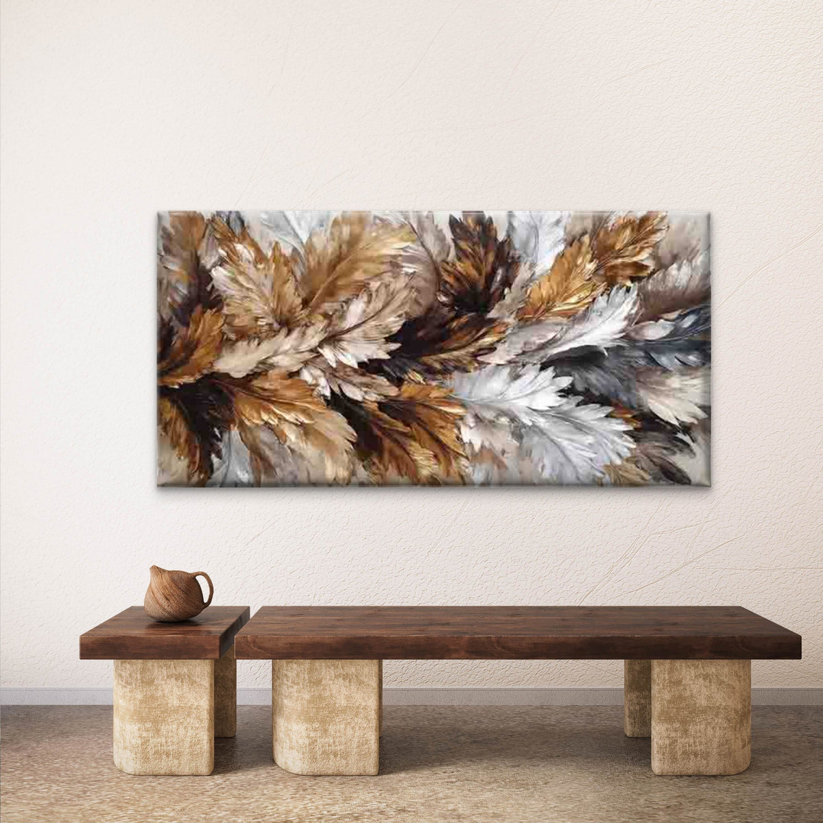Elegant Feather Artwork Wall Art Canvas Office Home Room Framed 120x60cm