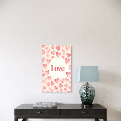 Pink Watercolor Heart Love 60x90cm Metal Print Ready to Hang