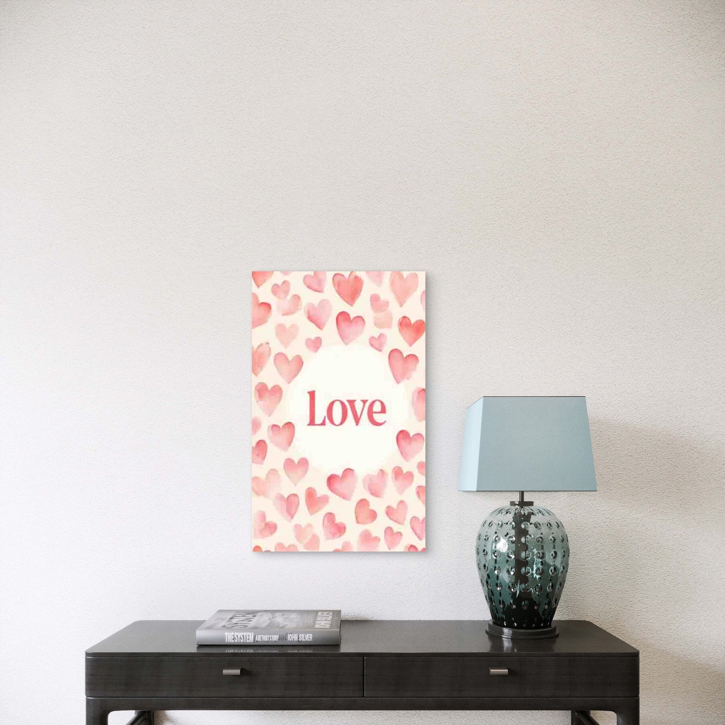 Pink Watercolor Heart Love Metal Print Ready to Hang