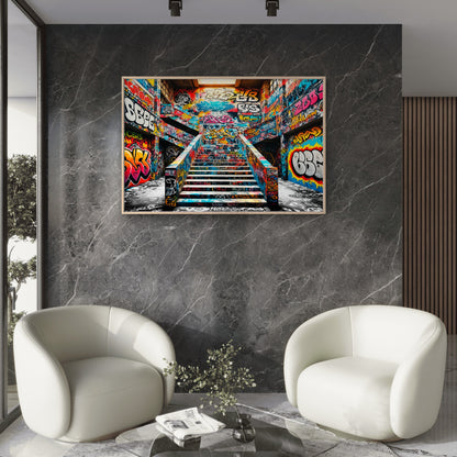 Modern Graffiti Painting Staircase Wall Art Decor 100% Australian Made