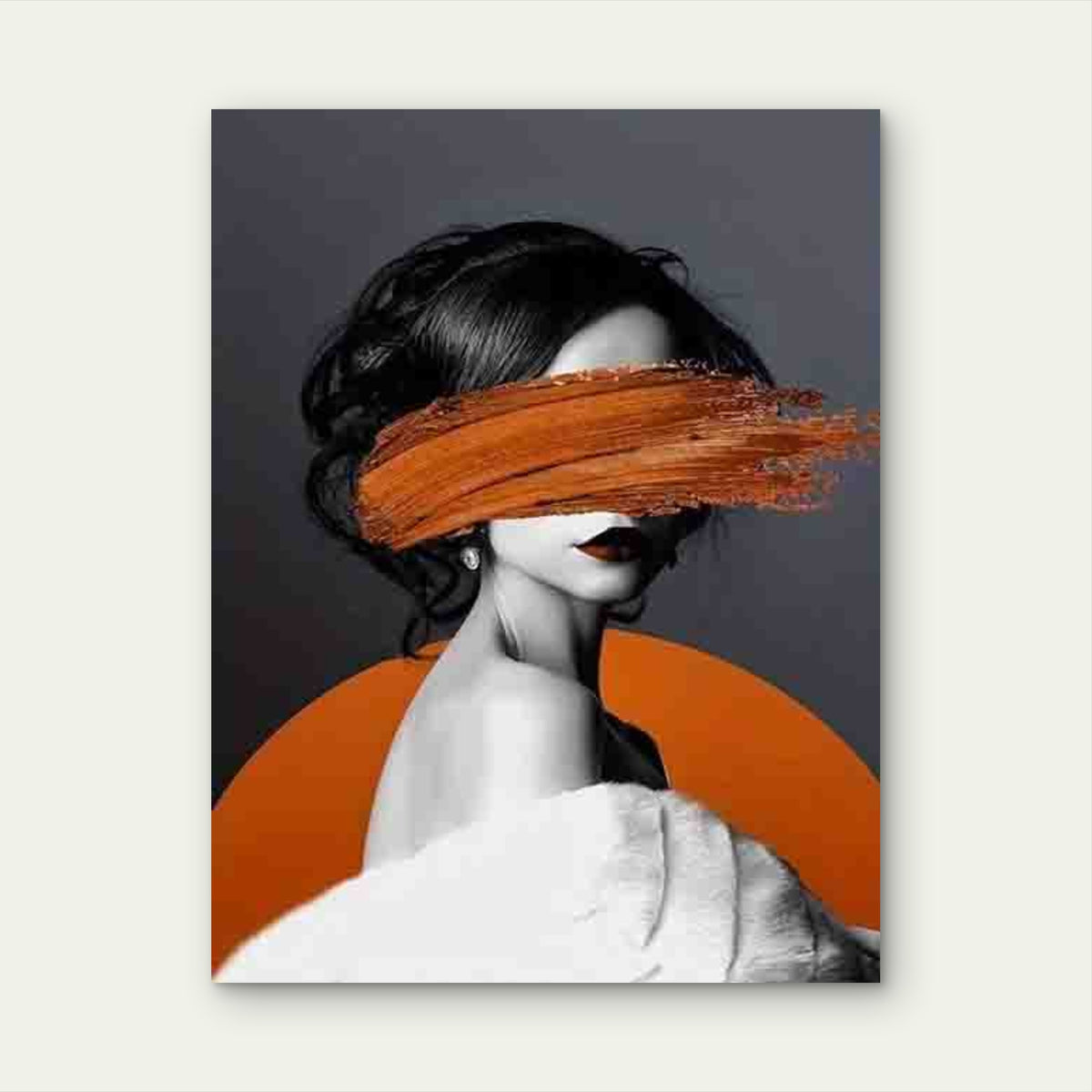 Black And White Figure on an Orange Background Metal Print Ready to Hang