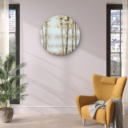 Neutral Colored Golden Trees in Forest Acrylic Glass Rounded Print Tempered Glass Wall Art 100% Made in Australia Ready to Hang
