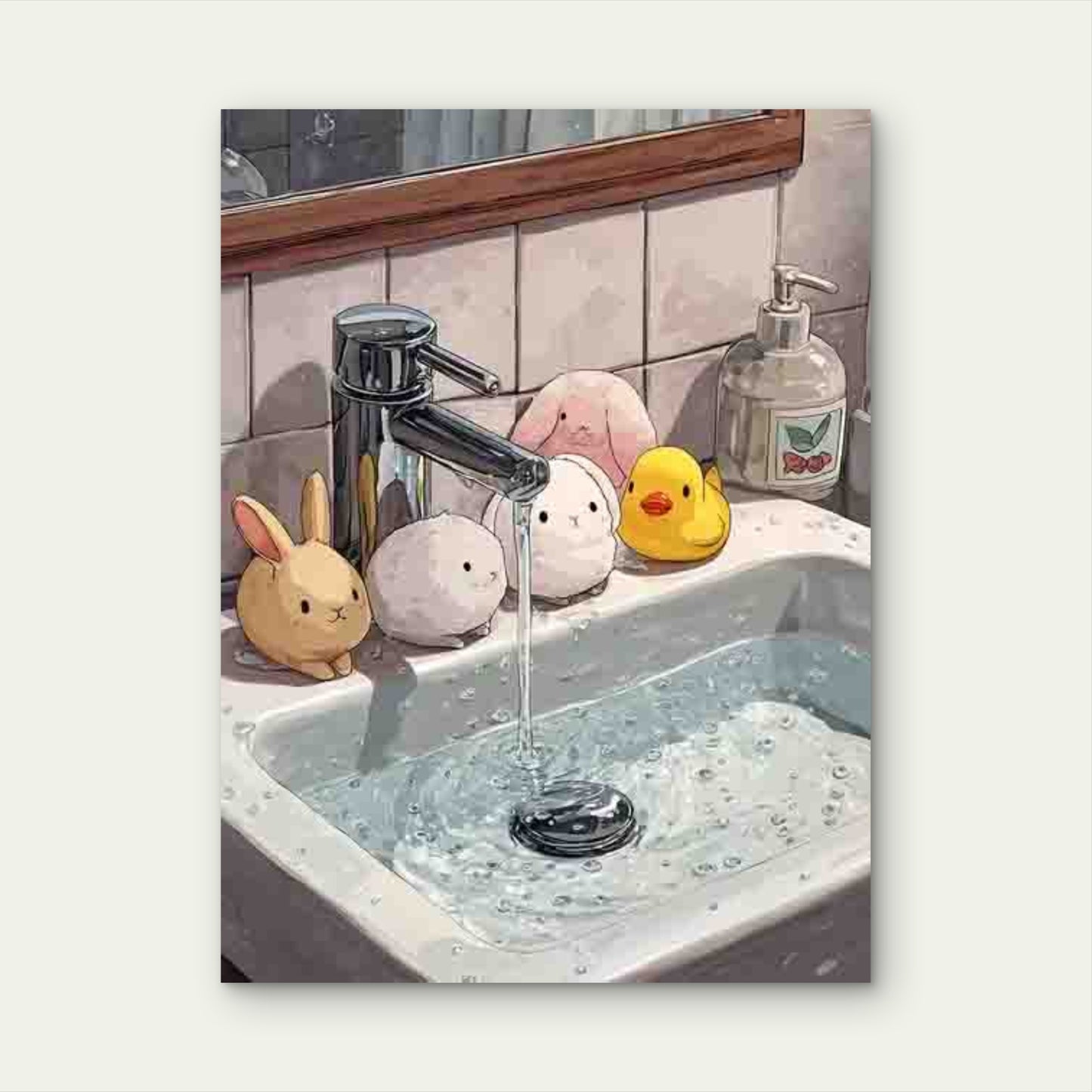 Wash Your Hands Cute Animal Design 60x90cm Metal Print Ready to Hang