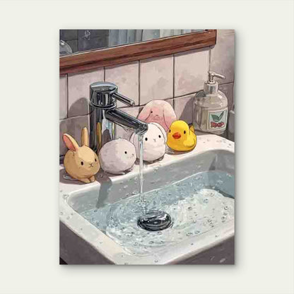Wash Your Hands Cute Animal Design 60x90cm Metal Print Ready to Hang