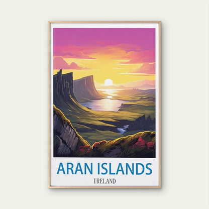 Vintage Aran Islands Ireland Travel Poster Print Wall Art