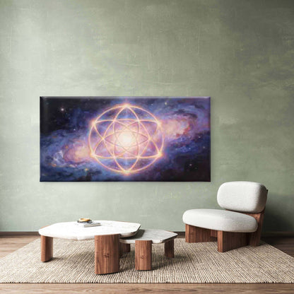 Glowing Cosmic Energy Geometry Wall Art Canvas Office Home Room Framed 120x60cm