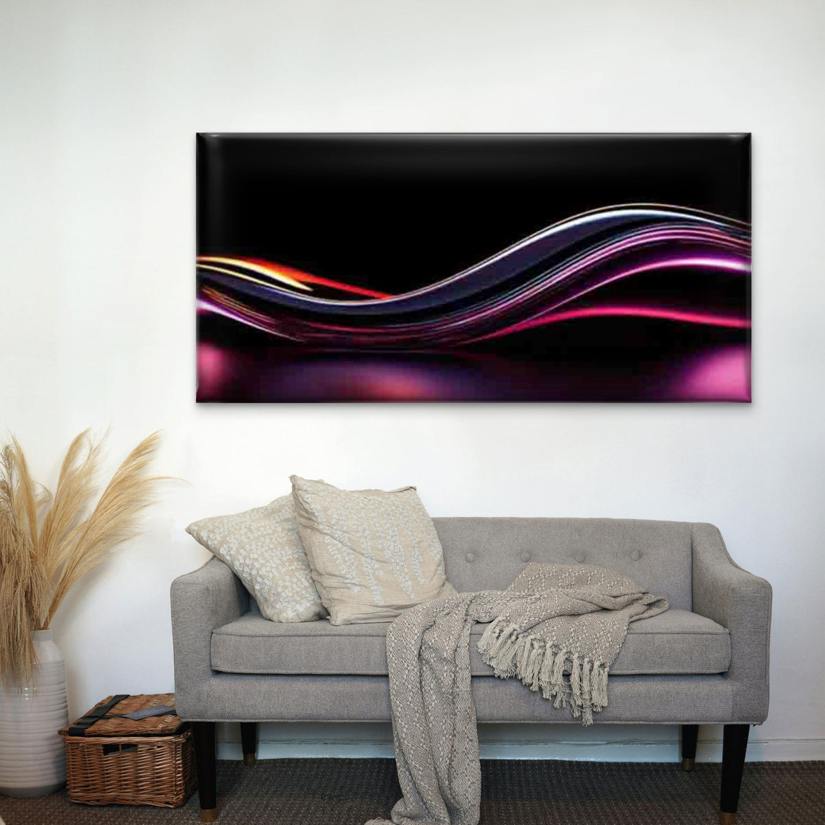 Modern Abstract Wave Wall Art Canvas Office Home Room Framed 120x60cm