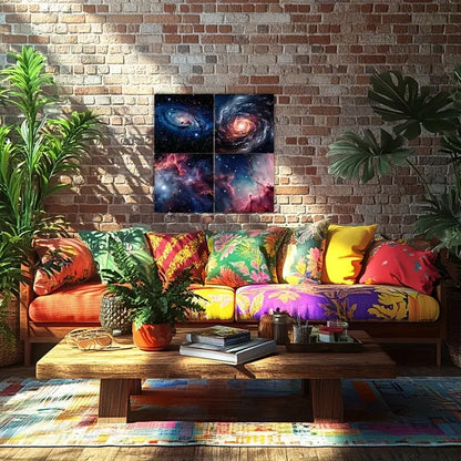 4pcs Galaxy  Nebula Space  Wall Art Canvas Framed