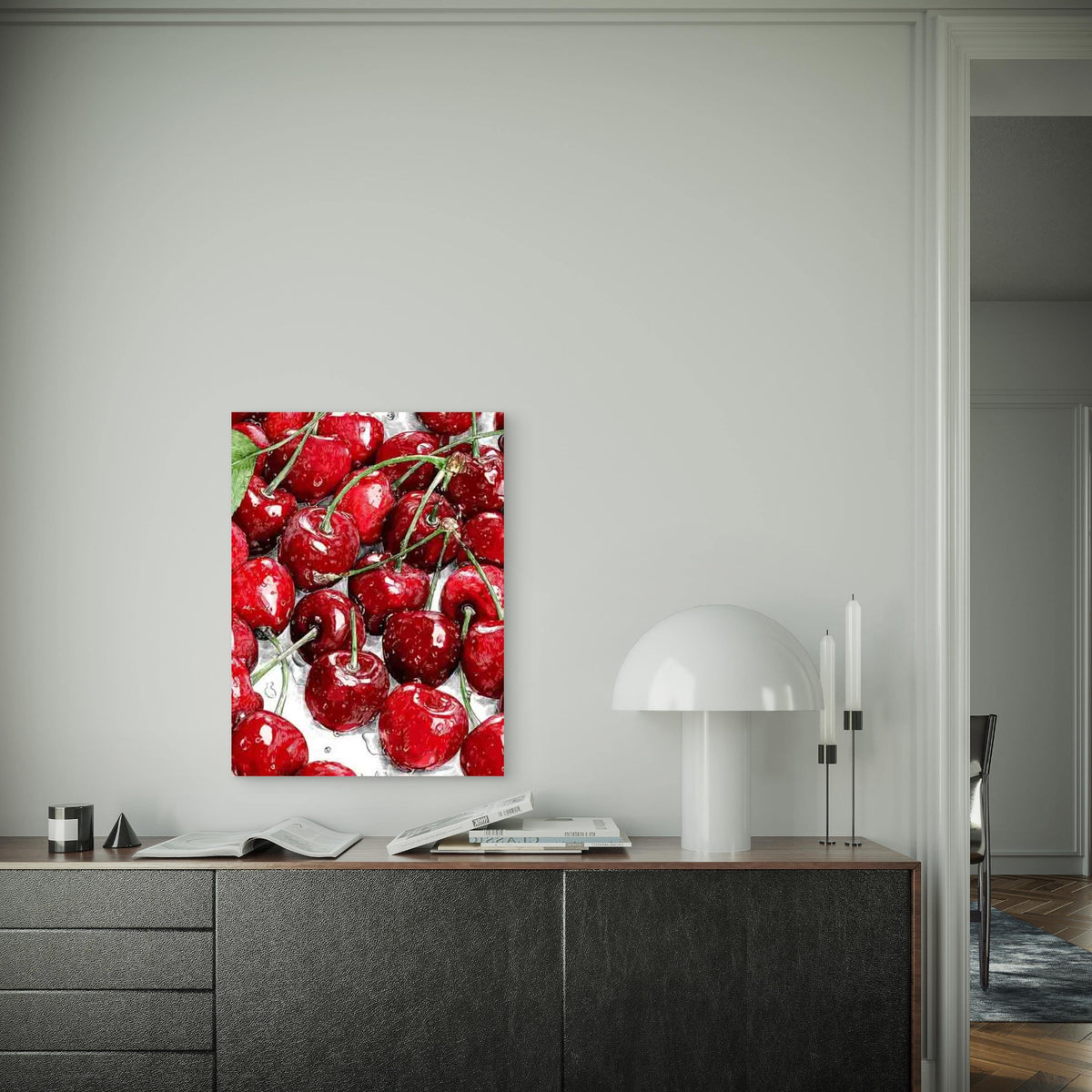 Juicy Cherries 60x90cm Metal Print Ready to Hang