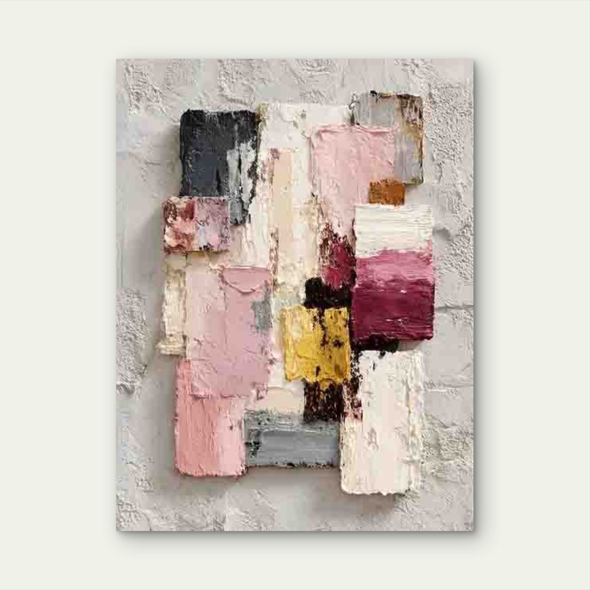 Blush Pink, Pastel Ivory, Abstract Design Metal Print Ready to Hang