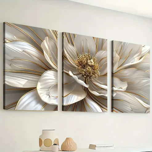 3pcs Art Style Flowers Abstract Landscape Art Wall Art Set Canvas Unframed - High Quality Print 100% Australian Made Wall Canvas