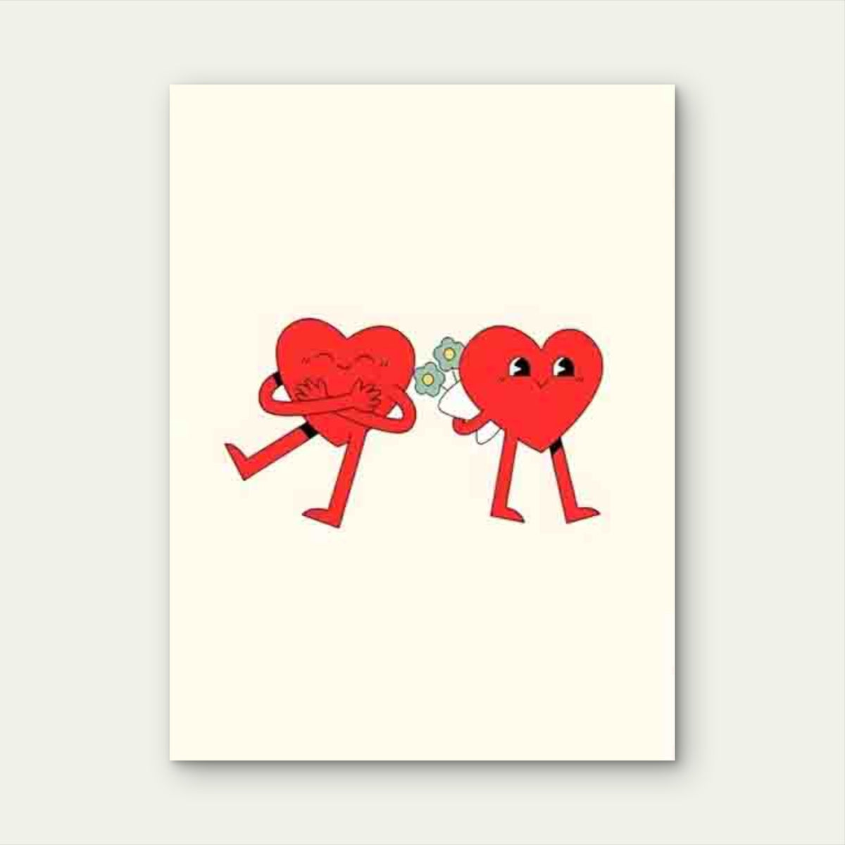 Retro Style Two Hearts Metal Print Ready to Hang