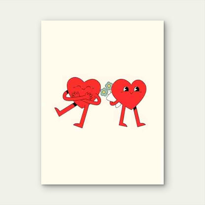 Retro Style Two Hearts Metal Print Ready to Hang