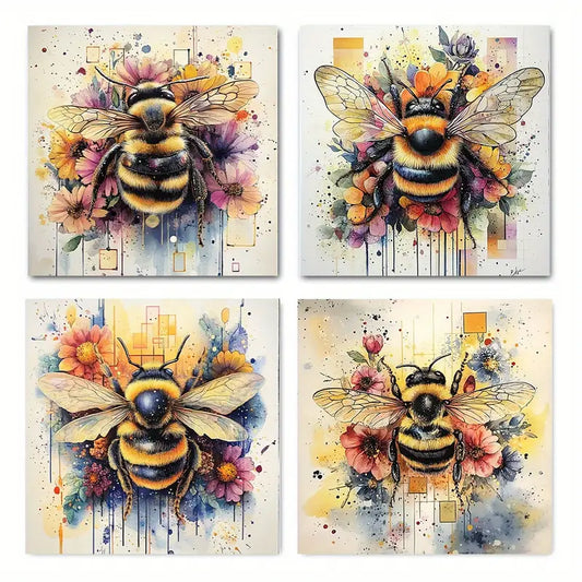 4pcs  Art Paintings Bee a BL Wall Art Canvas Framed