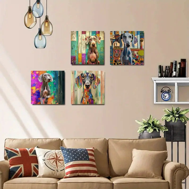 4pcs Colorful And Adorable Designs AD   Wall Art Canvas Framed
