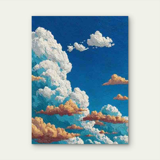 Depicting White Clouds Against a Blue Background Metal Print Ready to Hang
