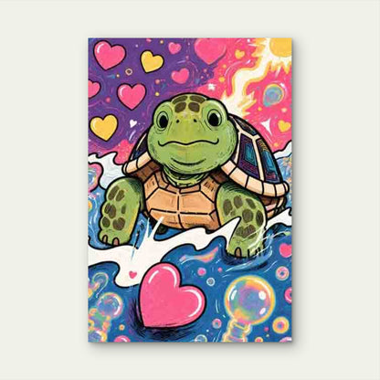 Turtle and Heart Abstract 60x90cm Metal Print Ready to Hang