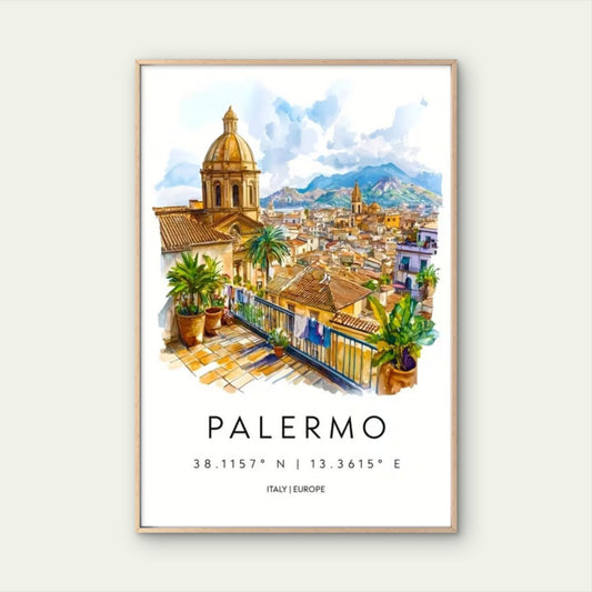 Palermo Italy Europe Cityscape Decor Travel Poster Print Wall Art