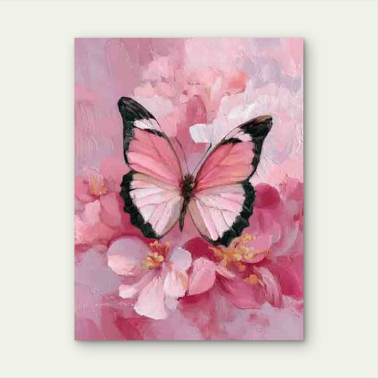 Pink Butterfly, Floral 60x90cm Metal Print Ready to Hang