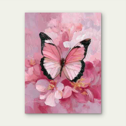 Pink Butterfly, Floral Metal Print Ready to Hang