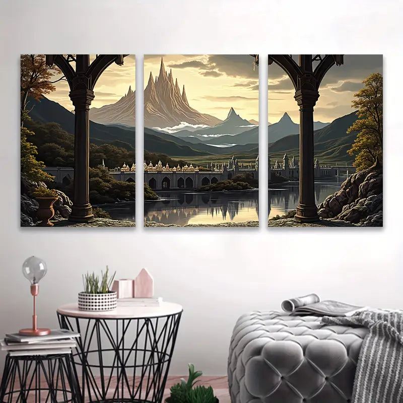 3pcs Majestic Mountain Lake Scenic Landscape Wall Art Set Canvas Framed 50x70cm - High Quality Print 100% Australian Made Wall Canvas Ready to Hang