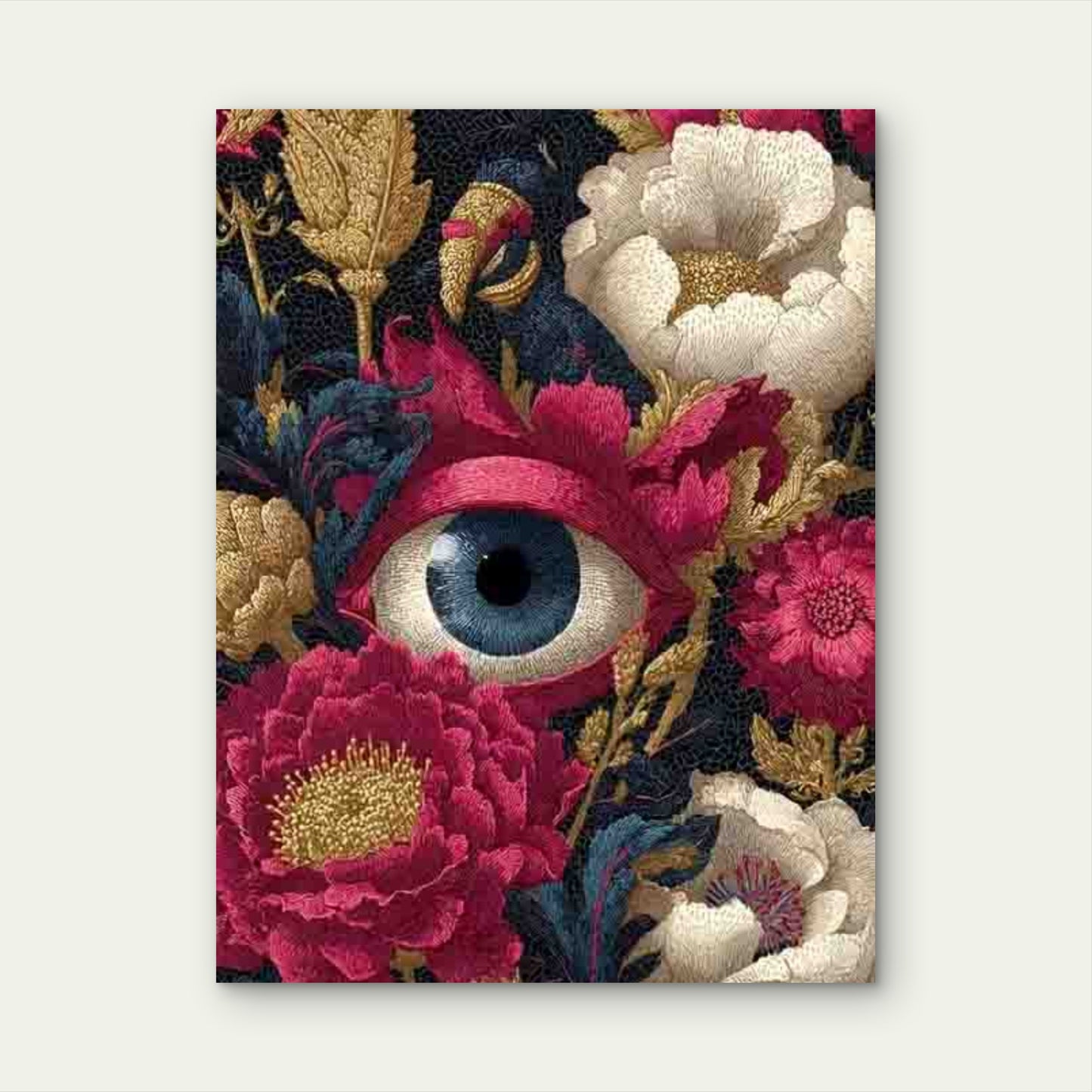 Eyeball Flowers in a Whimsical Gothic Style 60x90cm Metal Print Ready to Hang