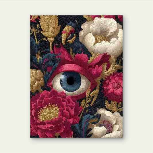 Eyeball Flowers in a Whimsical Gothic Style 60x90cm Metal Print Ready to Hang