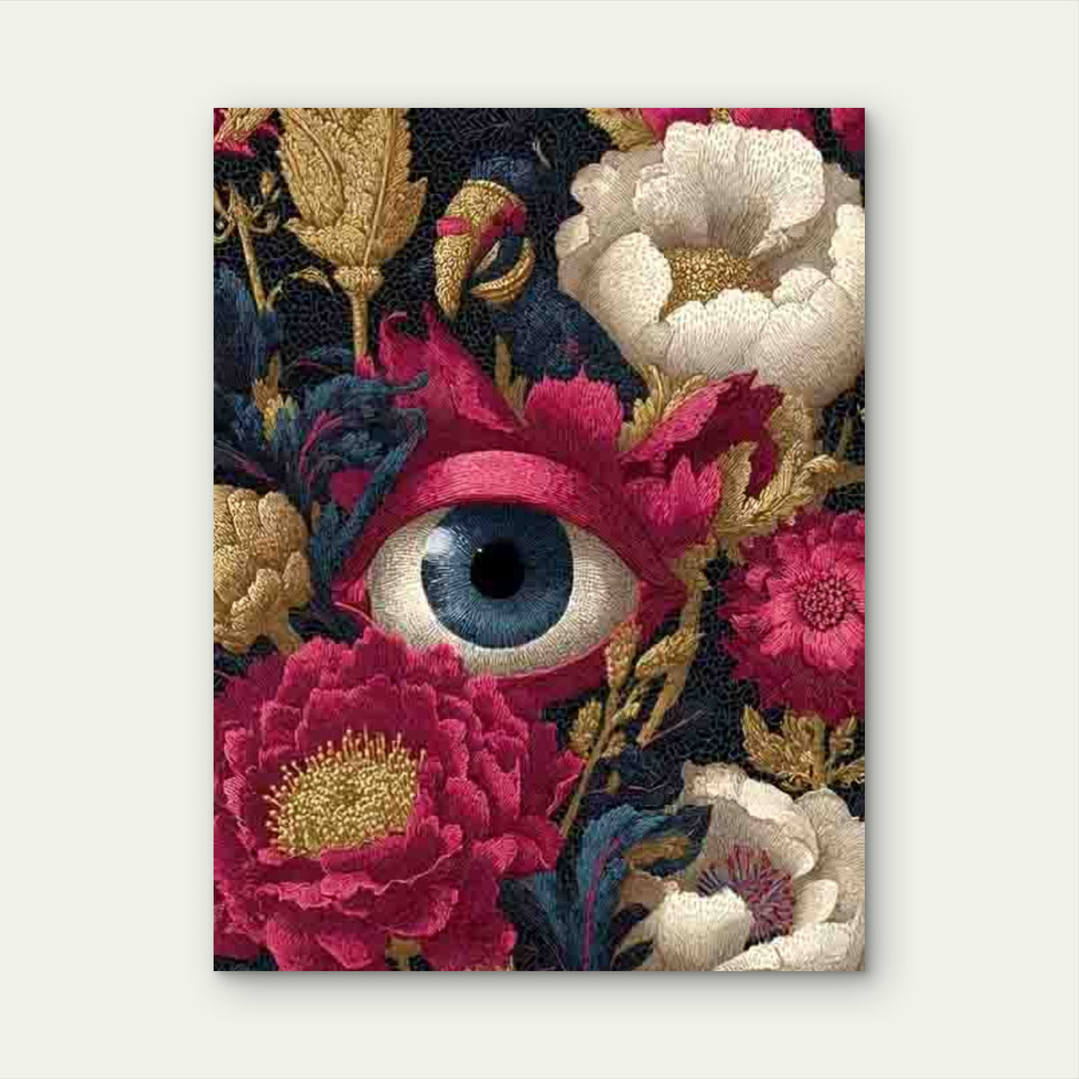 Eyeball Flowers in a Whimsical Gothic Style Metal Print Ready to Hang