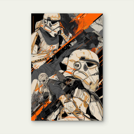 Tactical Orange & Black Sci-Fi Trooper 60x90cm Metal Print Ready to Hang
