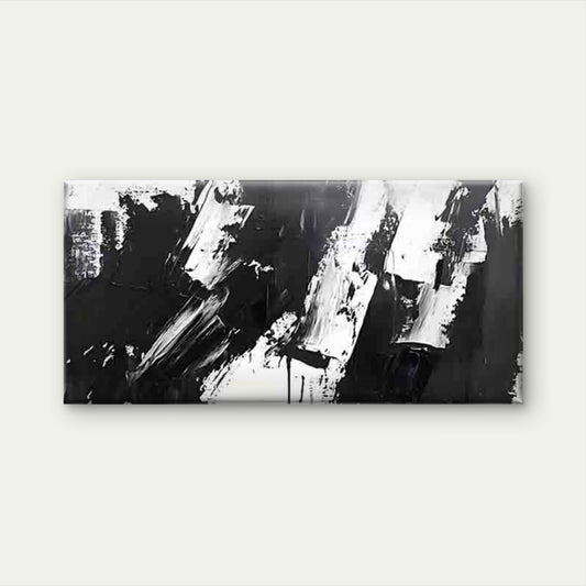 Black And White Abstract Wall Art Canvas Office Home Room Framed 120x60cm