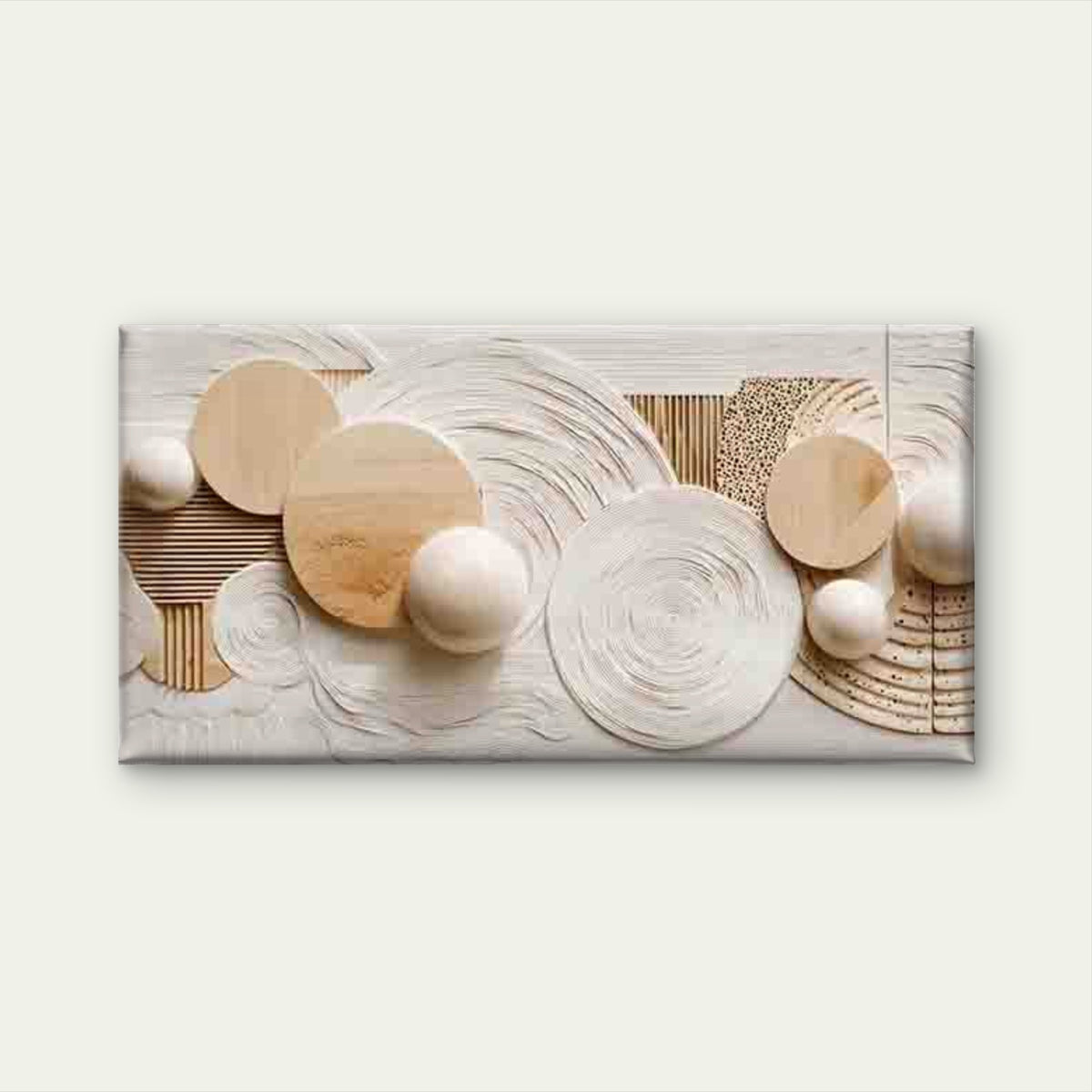 Abstract Wood Circle & Sphere Wall Art Canvas Office Home Room Framed 120x60cm