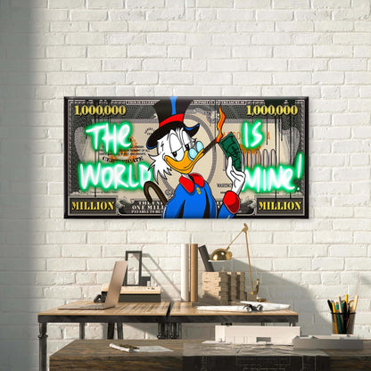 Rich Duck Burning Cash Wall Art Canvas Office Home Room Framed 120x60cm