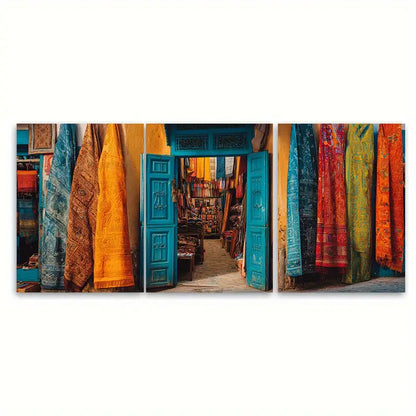 3pcs Fez Morocco Colorful Medina Wall Art Set Canvas Framed 60x90cm - High Quality Print 100% Australian Made Wall Canvas Ready to Hang