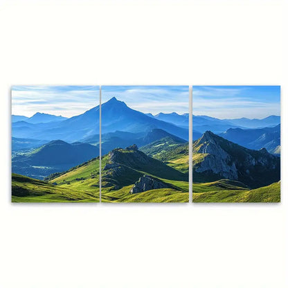 3pcs Pyrenees France Vintage Mountain Wall Art Set Canvas Framed 60x90cm - High Quality Print 100% Australian Made Wall Canvas Ready to Hang