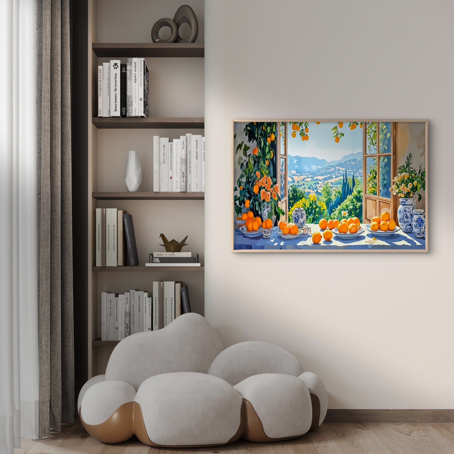 Mountains Through Orange Table Window Wall Art Decor 100% Australian Made