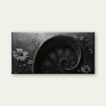 Spiral Staircase And Daisies Wall Art Canvas Office Home Room Framed 120x60cm