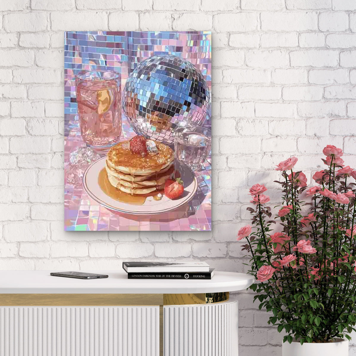 Kiss Lips with Pink Bows 60x90cm Metal Print Ready to Hang